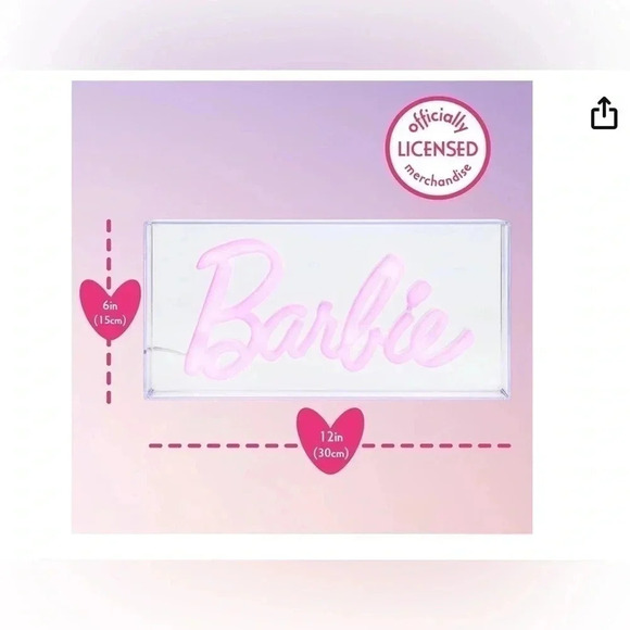 Barbie Paladone Barbie Logo LED Neon Pink Sign, Room Decor - Picture 6 of 9